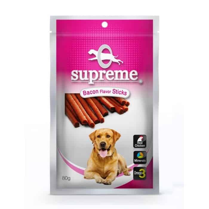 חטיף לכלב- סופרים עוף בטעם בייקון 80 גרם Supreme